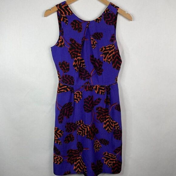 Marc by Marc Jacobs Persian Purple Multi Sleeveless Fit Flare Dress 100% Silk - Picture 1 of 3
